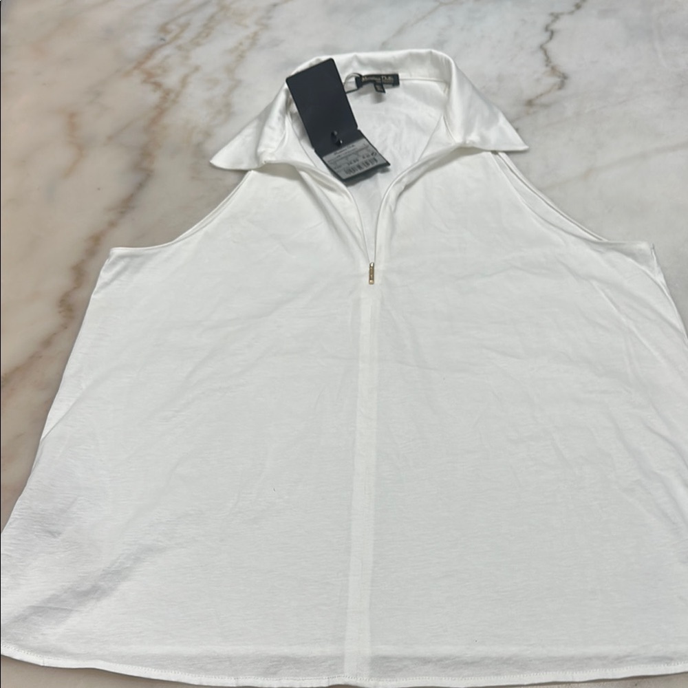 Massimo Dutti Silver Boxy Polo Collar Top